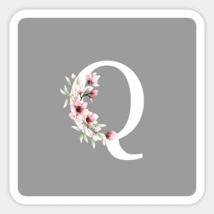 Letter Q Monogram With Cherry Blossoms Sticker